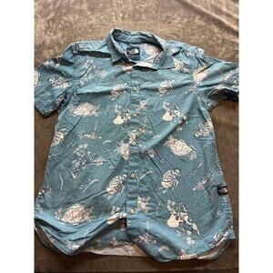 The North Face Short Sleeve‎ Button Up Shirt Men’s Size M Blue Camping Tent